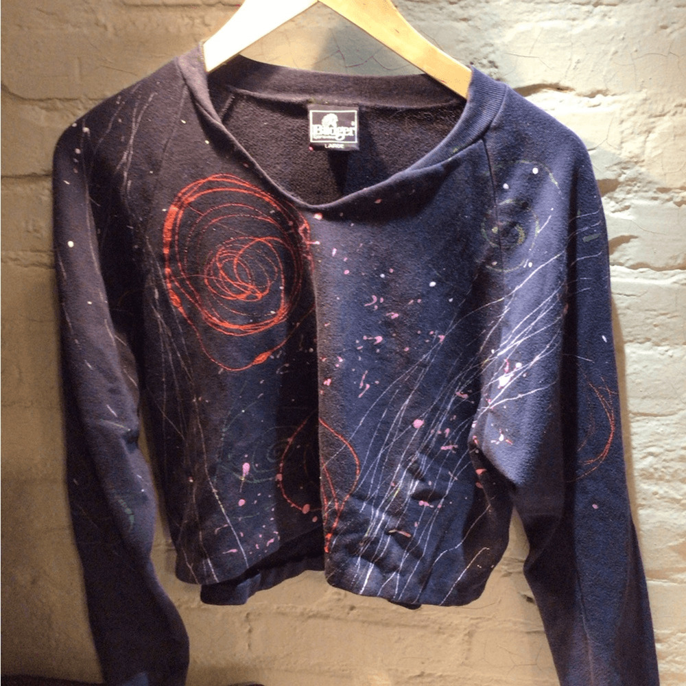 NEW! Vintage Spinning Planets Black and Multicolor Graphic Sweatshirt